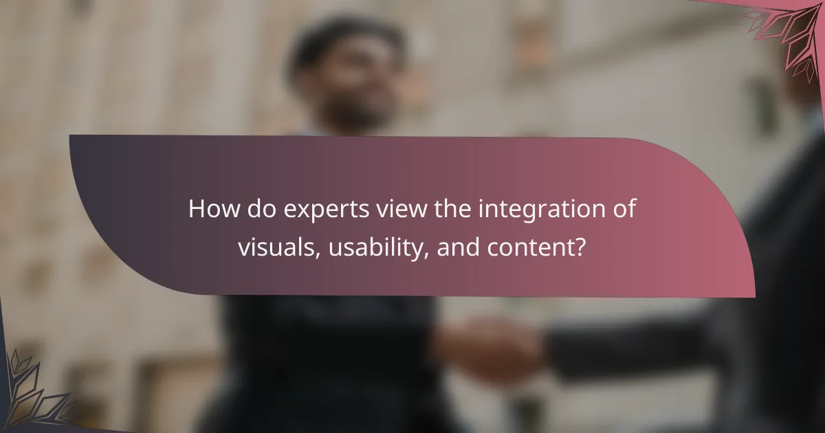 How do experts view the integration of visuals, usability, and content?