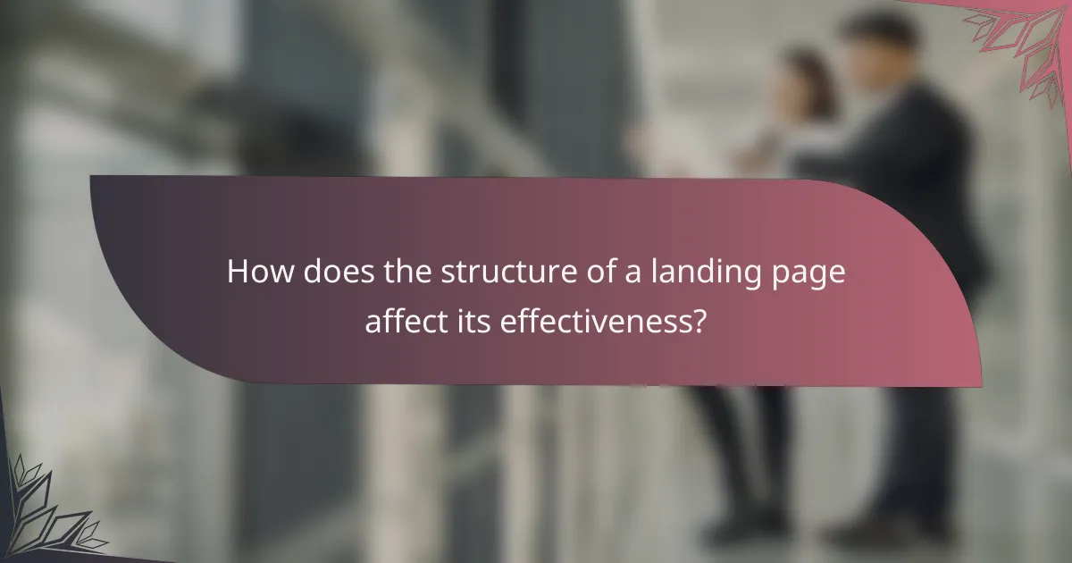 How does the structure of a landing page affect its effectiveness?